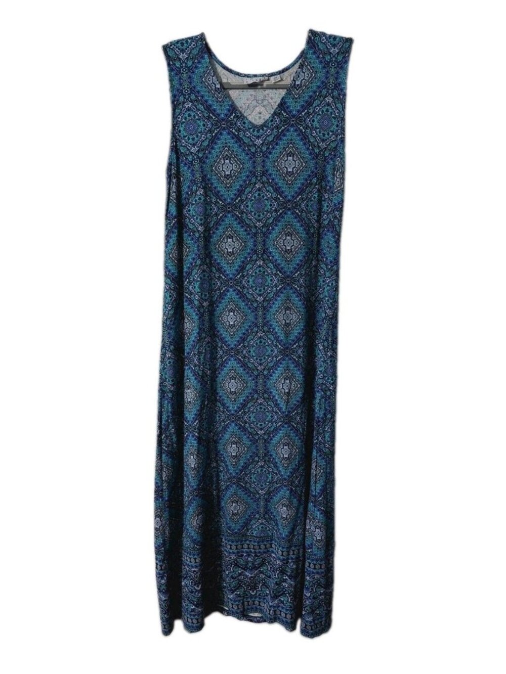 Joan Rivers Printed Maxi Dress Petite Size XS Blue And White 48”